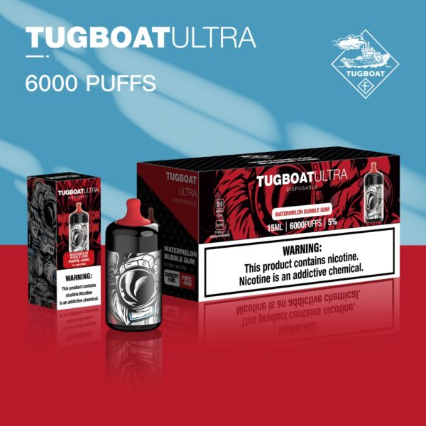 TUGBOAT ULTRA DISPOSABLE 6000 PUFFS - WATERMELON BUBBLE GUM